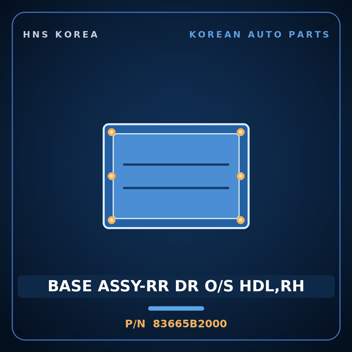 Genuine Mobis BASE ASSY-RR DR O/S HDL,RH 83665B2000 for Soul 2013 HNS Parts Korea