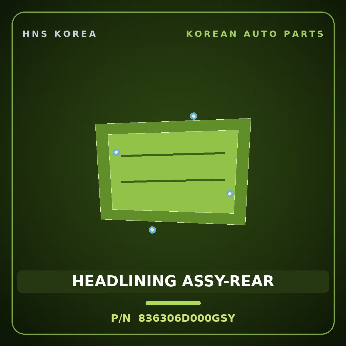 Genuine Mobis HEADLINING ASSY-REAR 836306D000GSY for Pavise 2019 HNS Parts Korea