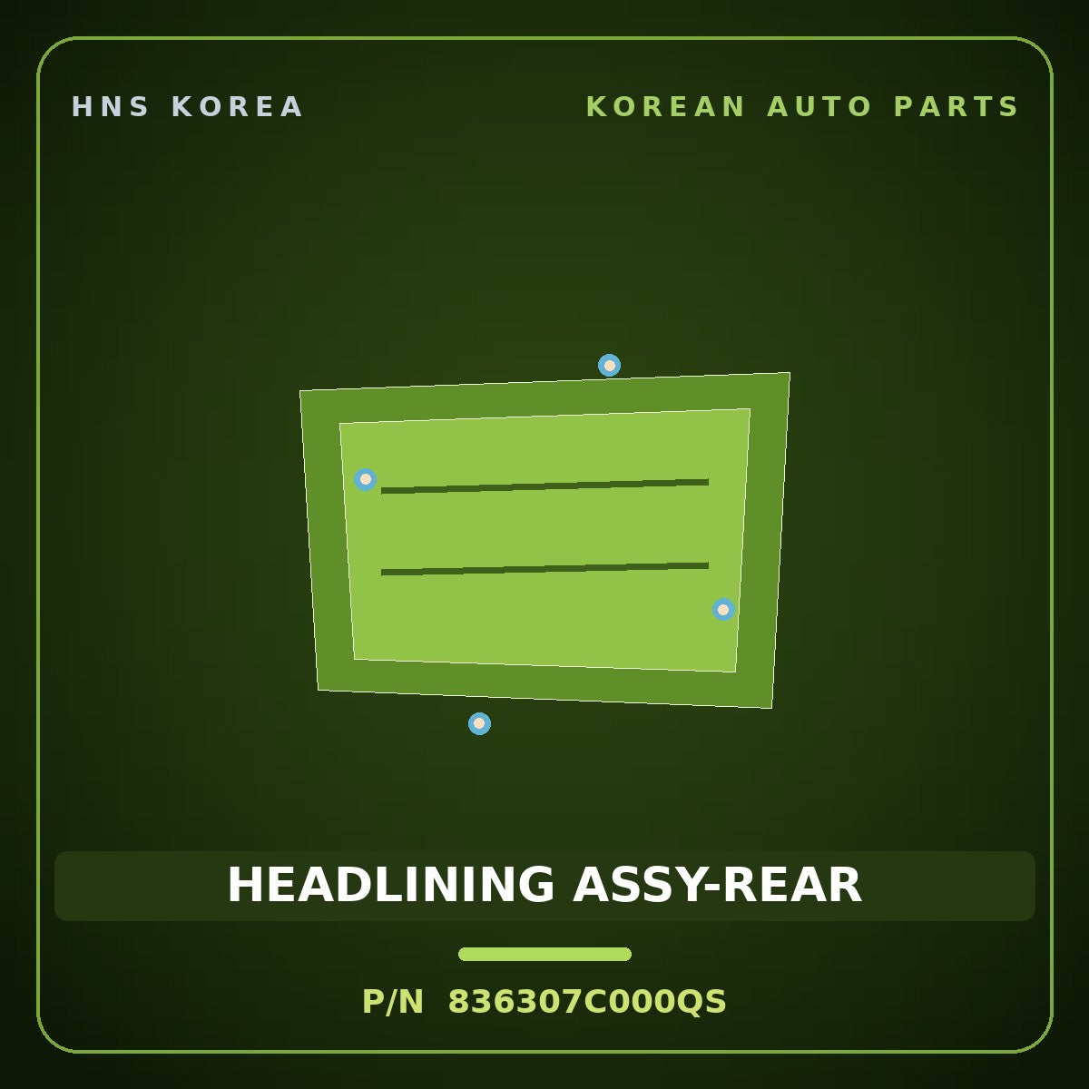 Genuine Mobis HEADLINING ASSY-REAR 836307C000QS for Power Truck 2004 HNS Parts Korea