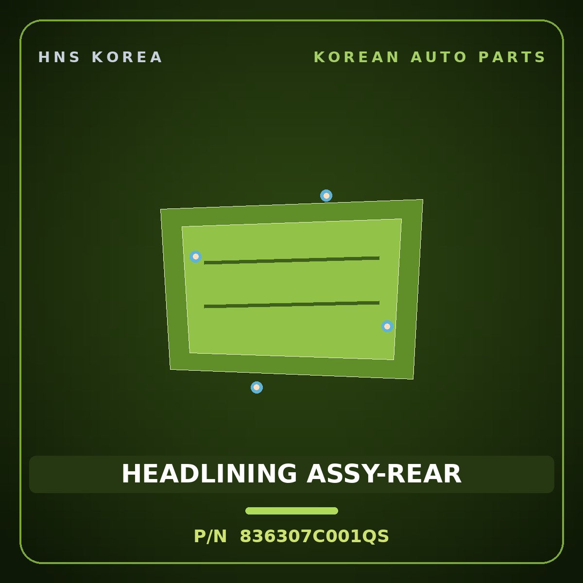 Genuine Mobis HEADLINING ASSY-REAR 836307C001QS for Power Truck 2004 HNS Parts Korea