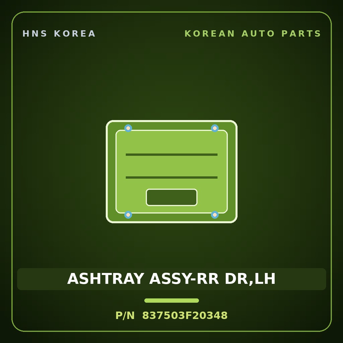 Genuine Mobis ASHTRAY ASSY-RR DR,LH 837503F20348 for Opirus 2006 HNS Parts Korea