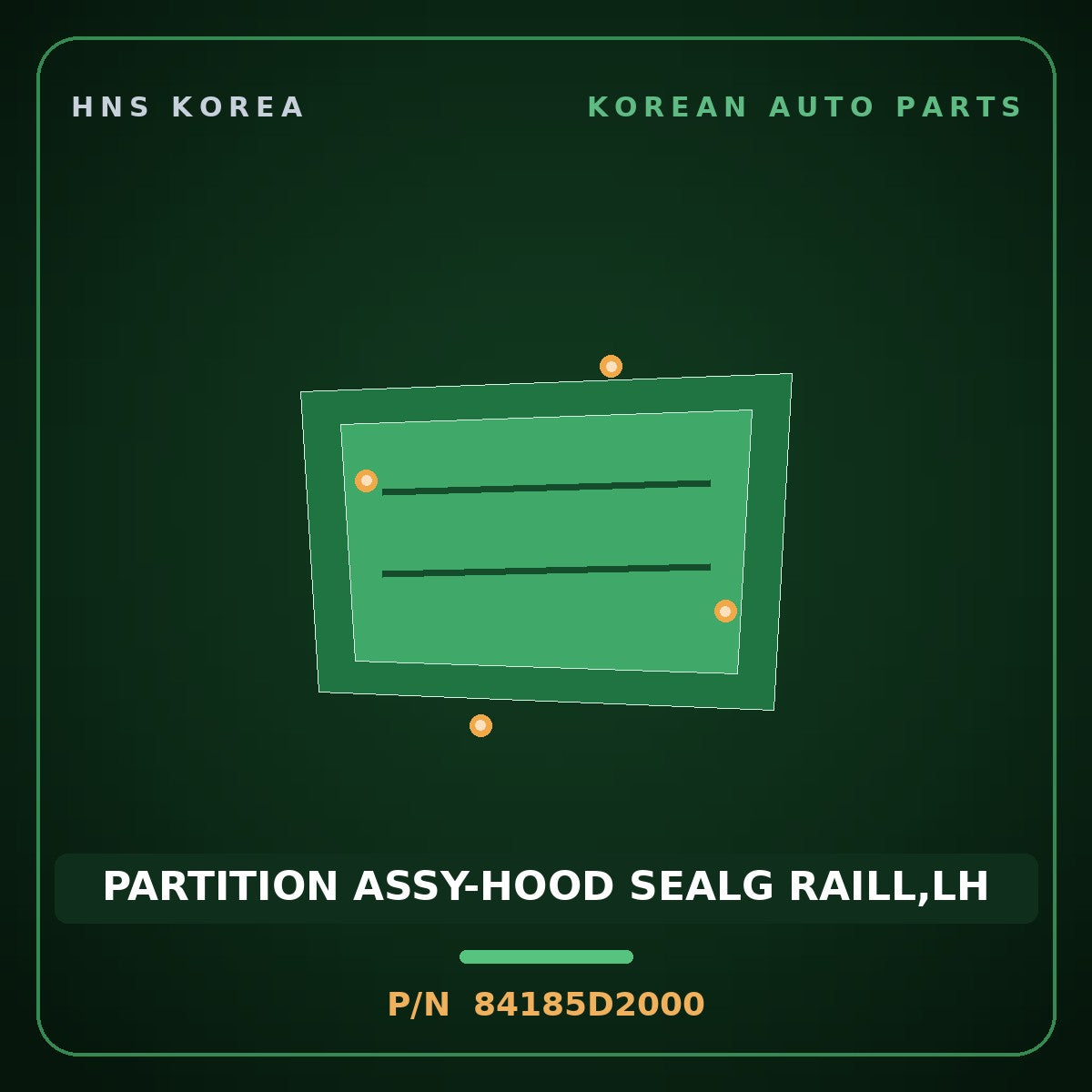 Genuine Mobis PARTITION ASSY-HOOD SEALG RAILL,LH 84185D2000 for G90 2016 HNS Parts Korea