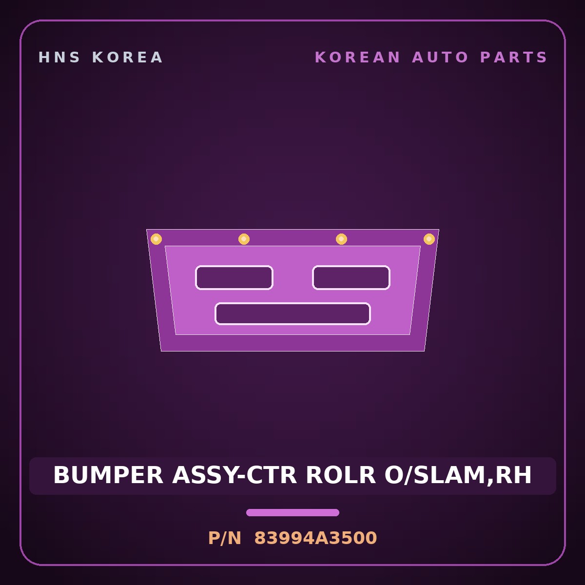 Genuine Mobis BUMPER ASSY-CTR ROLR O/SLAM,RH 83994A3500 for Ray 2018 HNS Parts Korea