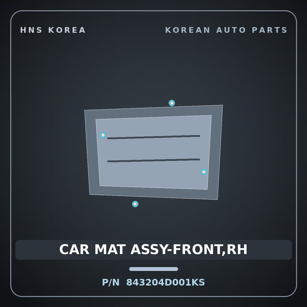 Genuine Mobis CAR MAT ASSY-FRONT,RH 843204D001KS for Carnival 2005 HNS Parts Korea