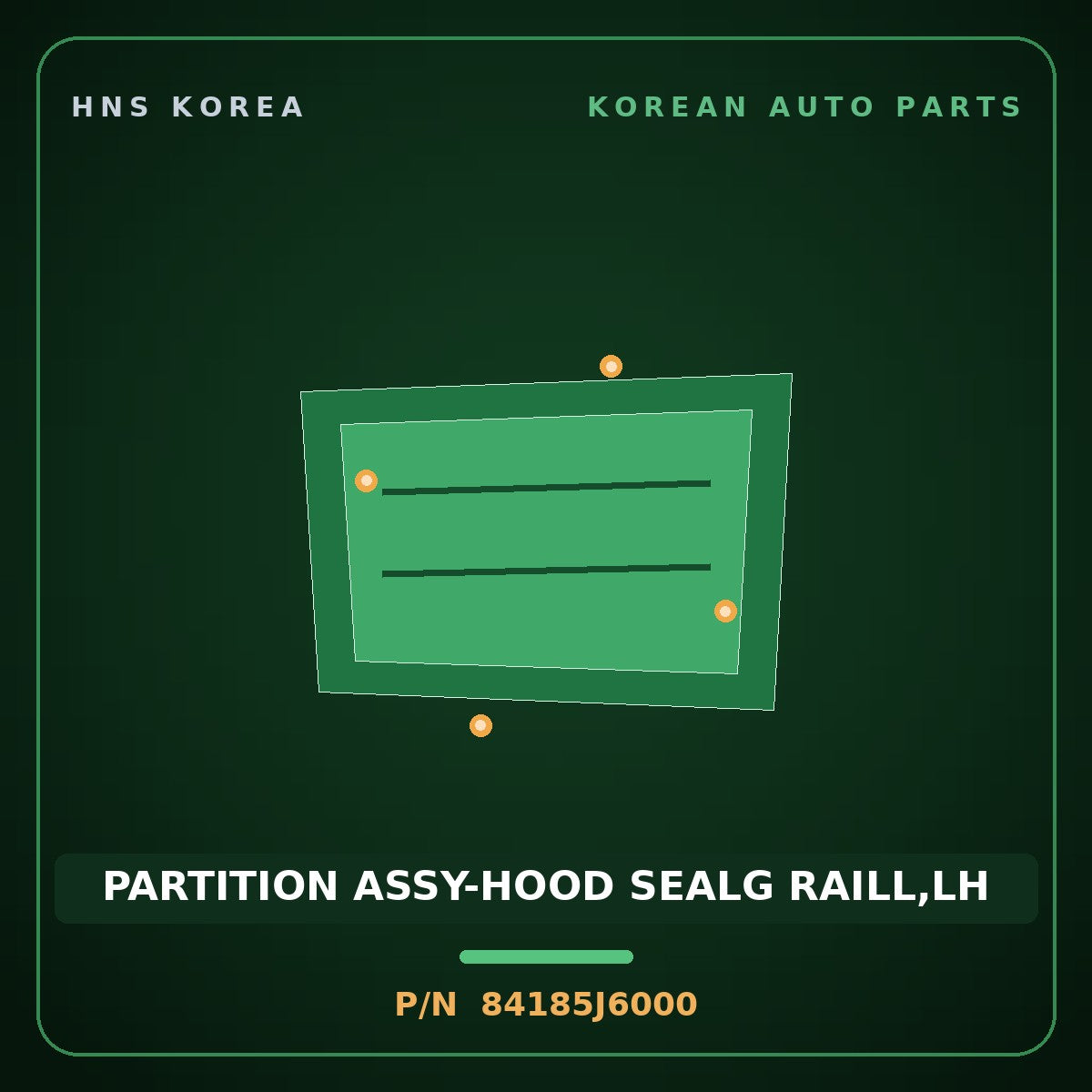 Genuine Mobis PARTITION ASSY-HOOD SEALG RAILL,LH 84185J6000 for K9 2021 HNS Parts Korea