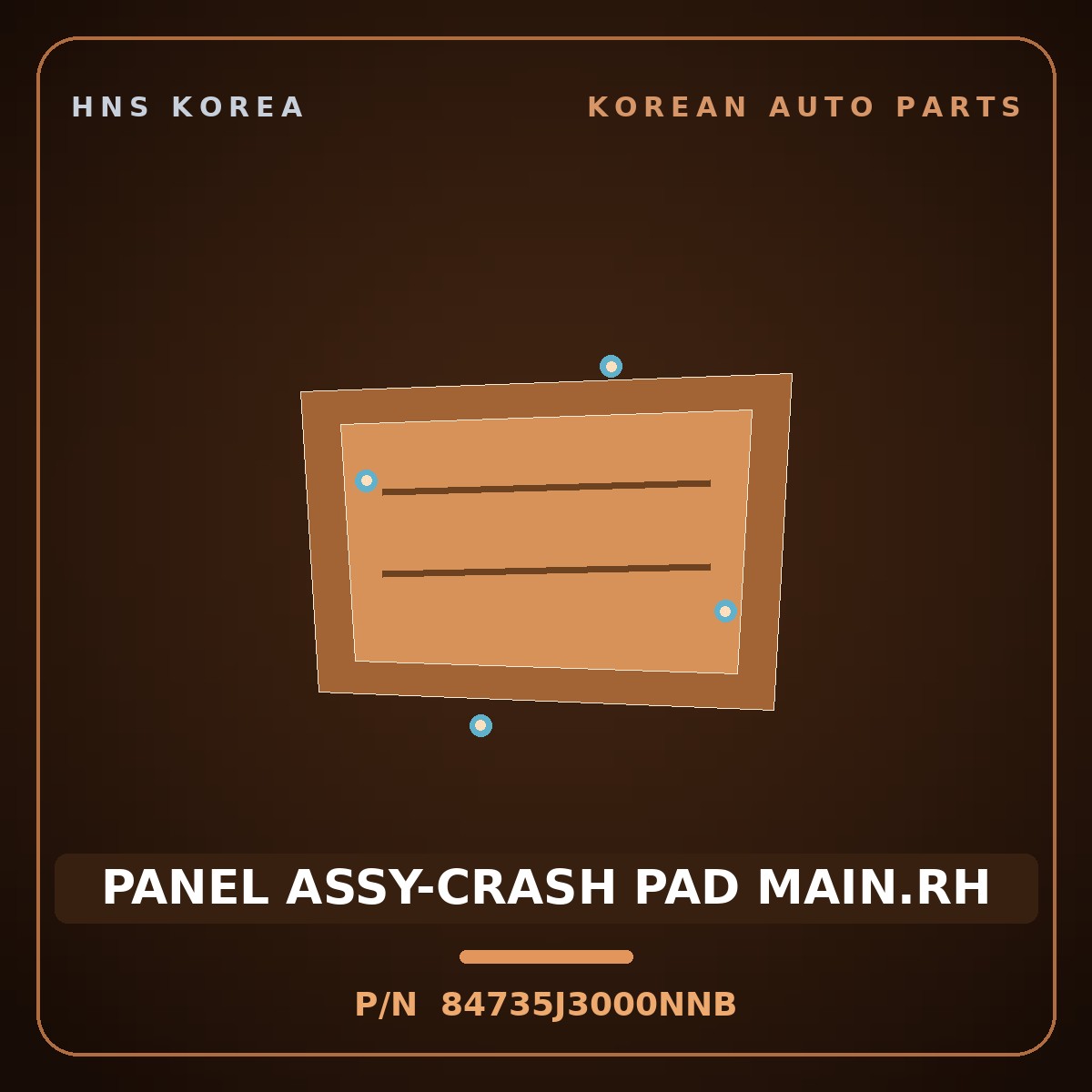Genuine Mobis PANEL ASSY-CRASH PAD MAIN.RH 84735J3000NNB for Veloster 2017 HNS Parts Korea