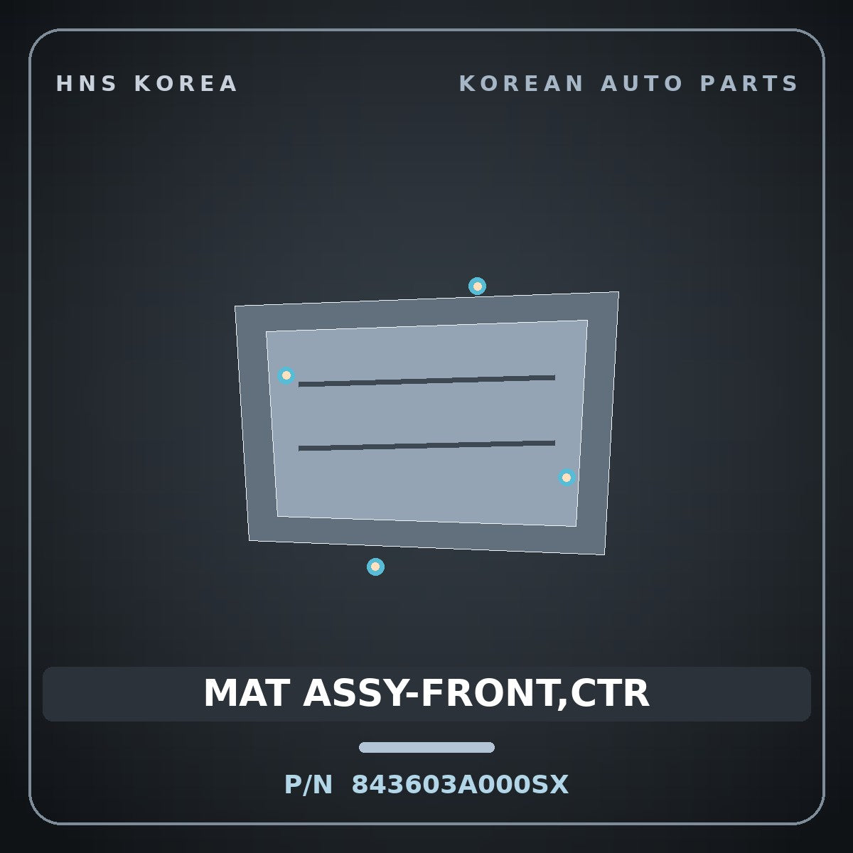 Genuine Mobis MAT ASSY-FRONT,CTR 843603A000SX for Trajet 1999 HNS Parts Korea