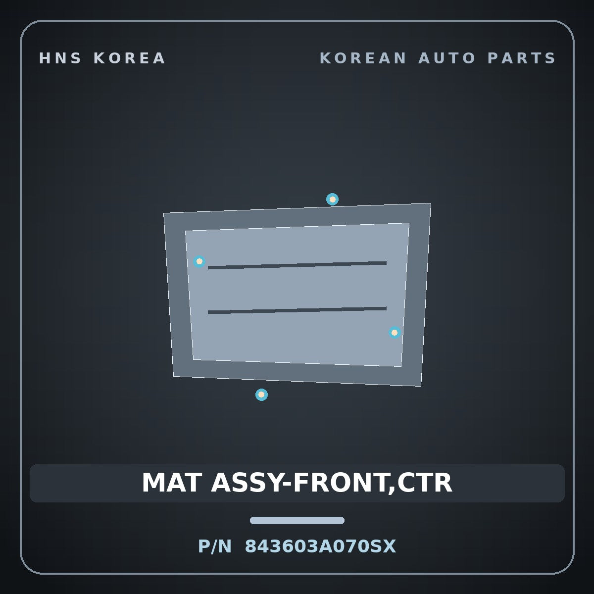Genuine Mobis MAT ASSY-FRONT,CTR 843603A070SX for Trajet 1999 HNS Parts Korea