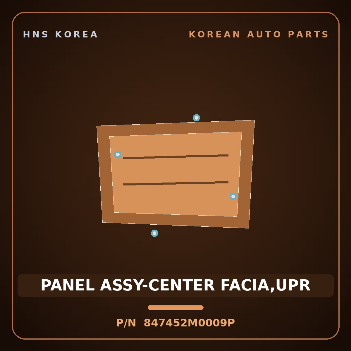 Genuine Mobis PANEL ASSY-CENTER FACIA,UPR 847452M0009P for Genesis Coupe 2008 HNS Parts Korea