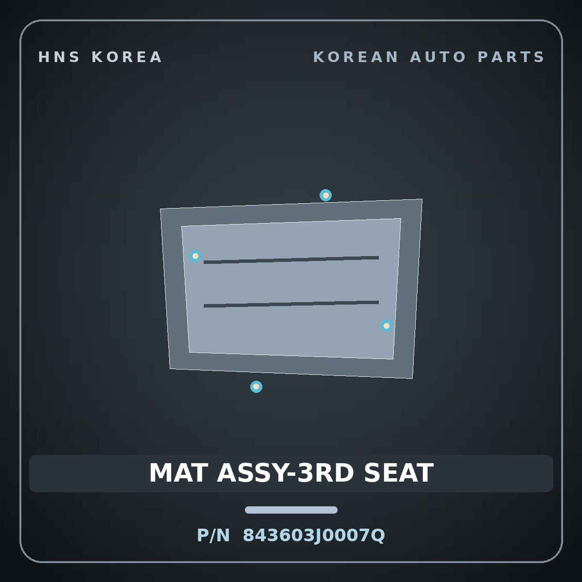 Genuine Mobis MAT ASSY-3RD SEAT 843603J0007Q for Veracruz 2006 HNS Parts Korea