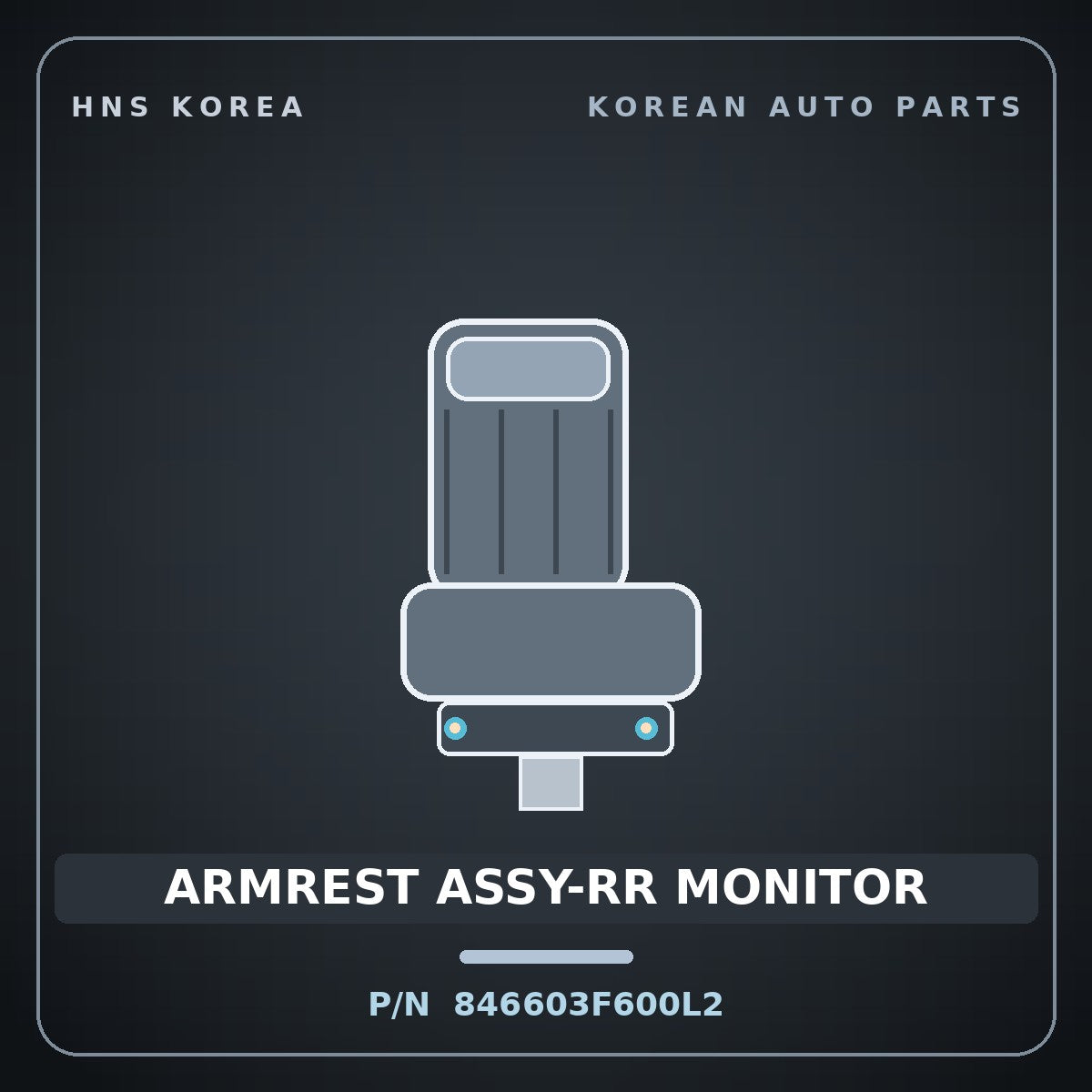 Genuine Mobis ARMREST ASSY-RR MONITOR 846603F600L2 for Opirus 2003 HNS Parts Korea