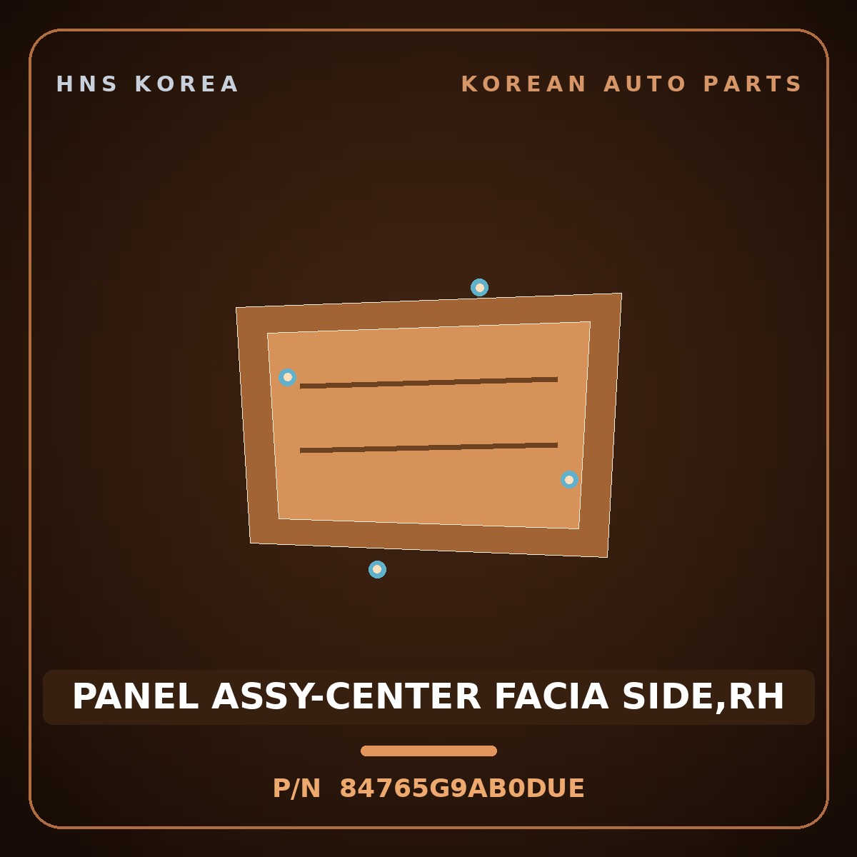 Genuine Mobis PANEL ASSY-CENTER FACIA SIDE,RH 84765G9AB0DUE for G70 2023 HNS Parts Korea