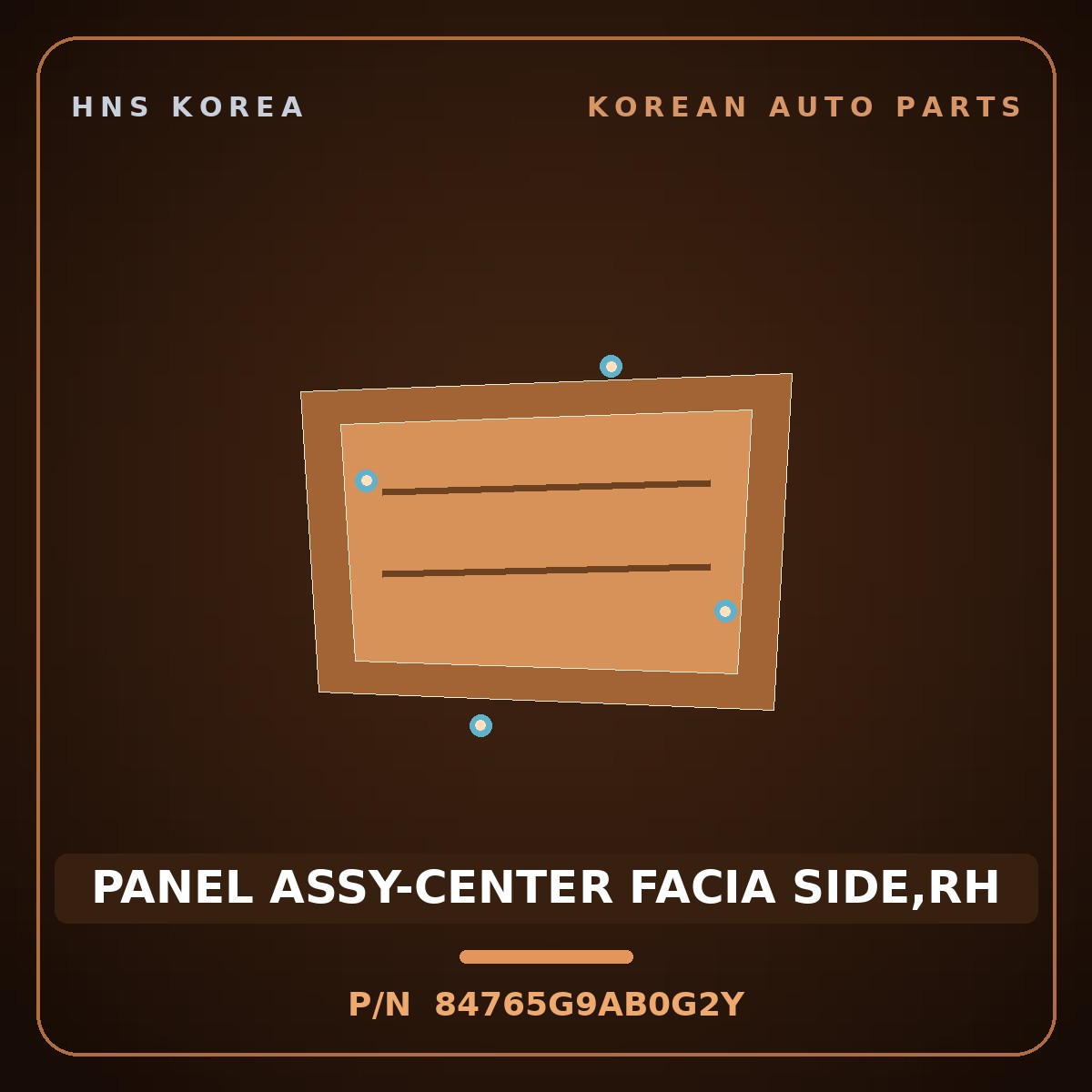 Genuine Mobis PANEL ASSY-CENTER FACIA SIDE,RH 84765G9AB0G2Y for G70 2023 HNS Parts Korea