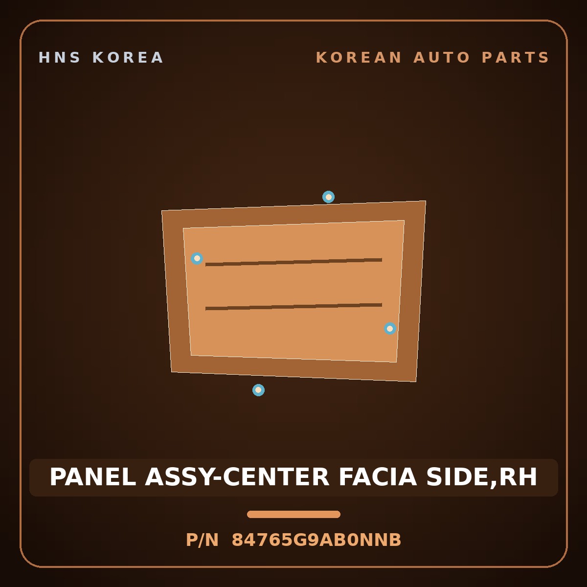 Genuine Mobis PANEL ASSY-CENTER FACIA SIDE,RH 84765G9AB0NNB for G70 2023 HNS Parts Korea