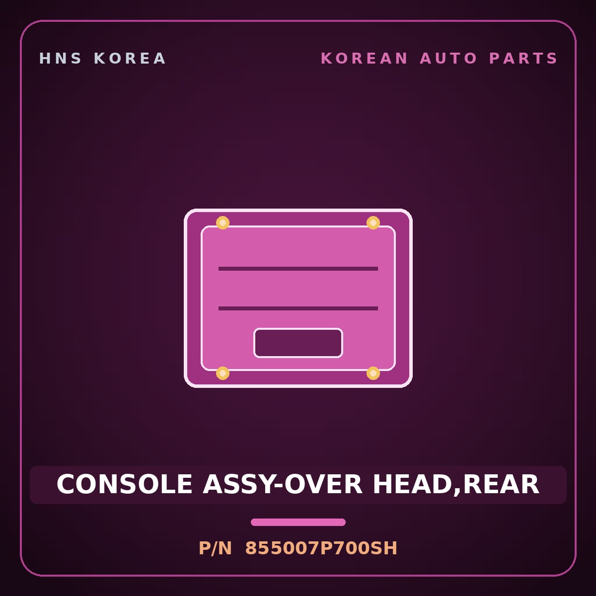 Genuine Mobis CONSOLE ASSY-OVER HEAD,REAR 855007P700SH for Trago 2013 HNS Parts Korea