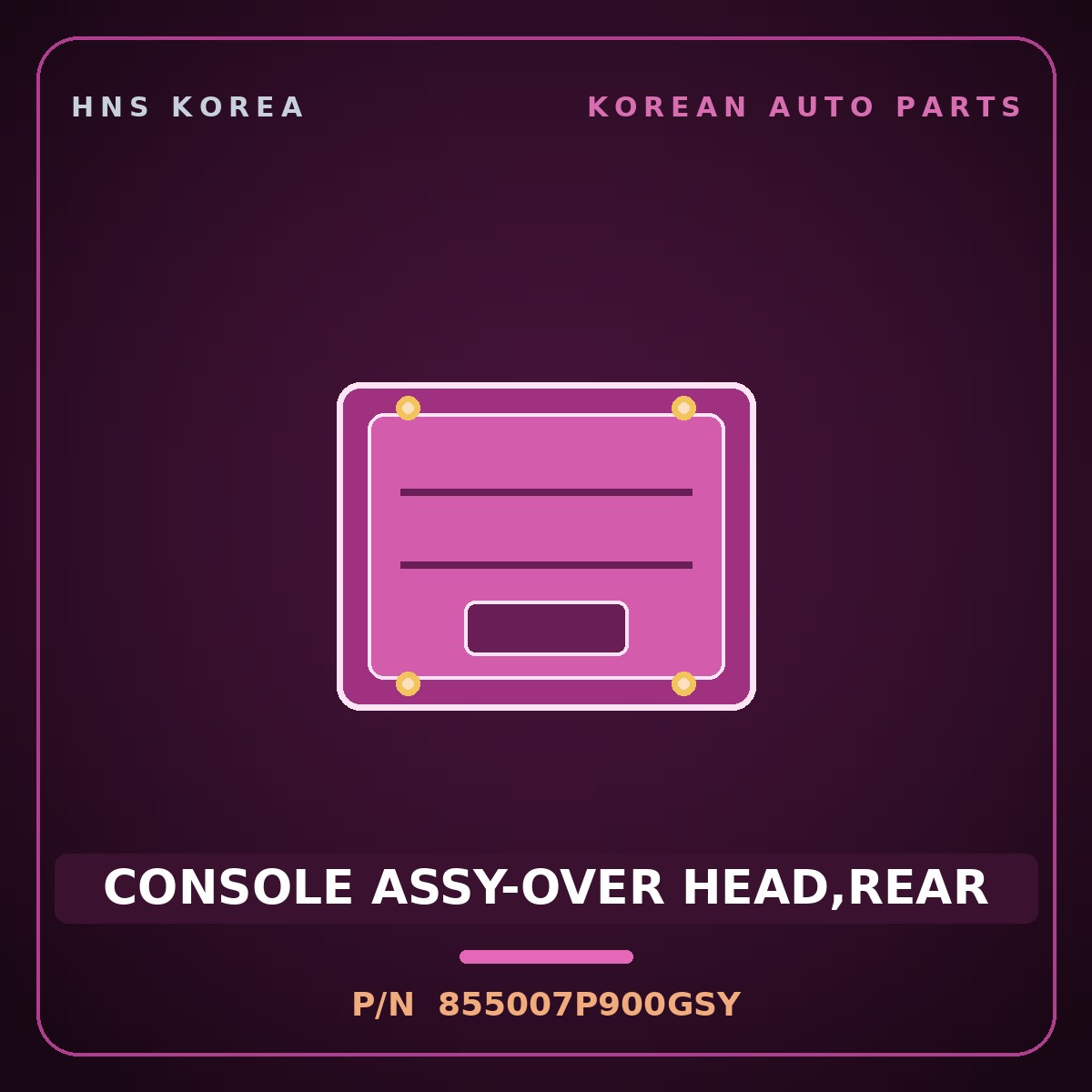 Genuine Mobis CONSOLE ASSY-OVER HEAD,REAR 855007P900GSY for Trago 2013 HNS Parts Korea