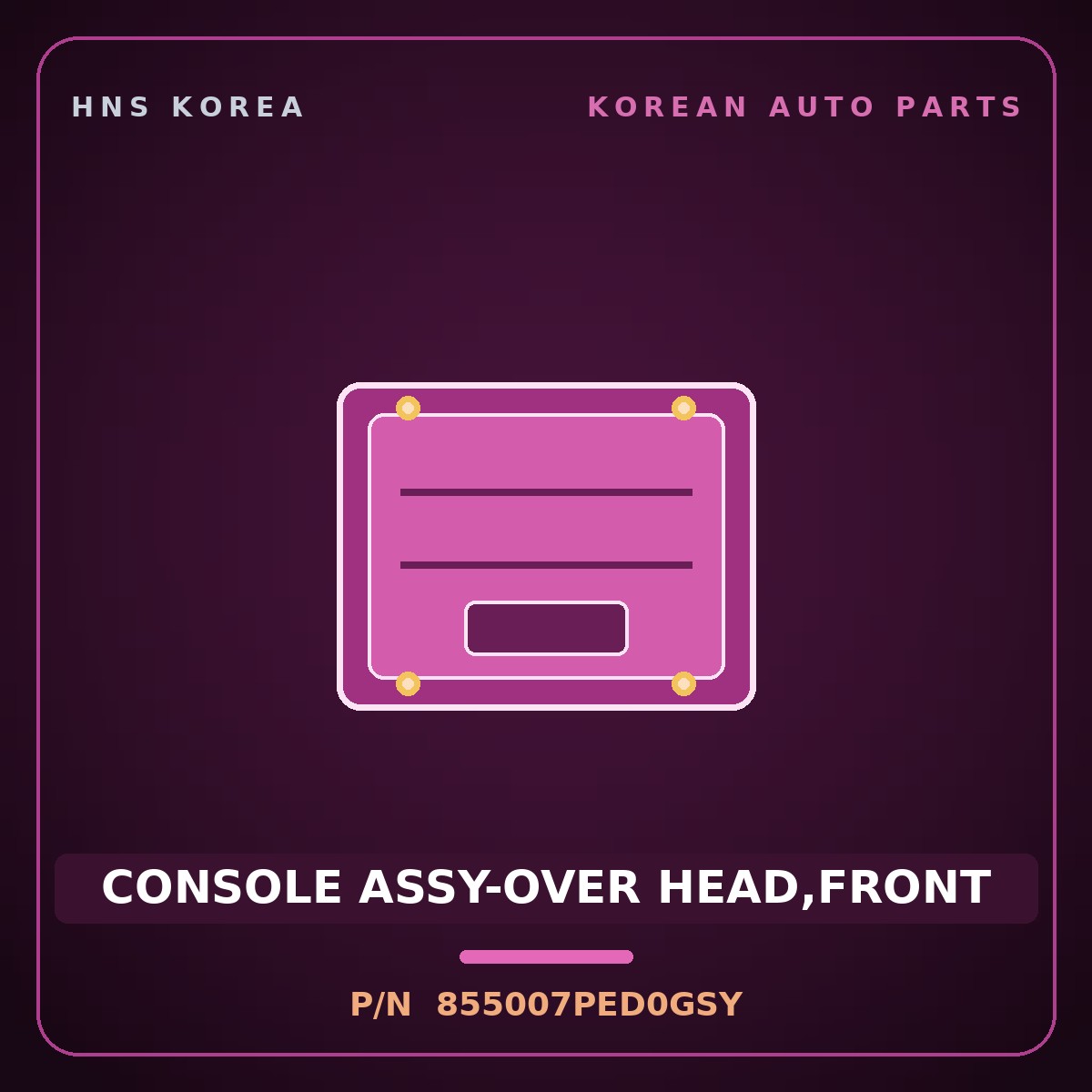 Genuine Mobis CONSOLE ASSY-OVER HEAD,FRONT 855007PED0GSY for Trago 2013 HNS Parts Korea