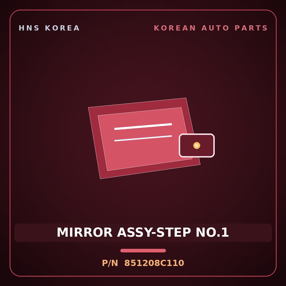 Genuine Mobis MIRROR ASSY-STEP NO.1 851208C110 for Aero City 2000 HNS Parts Korea