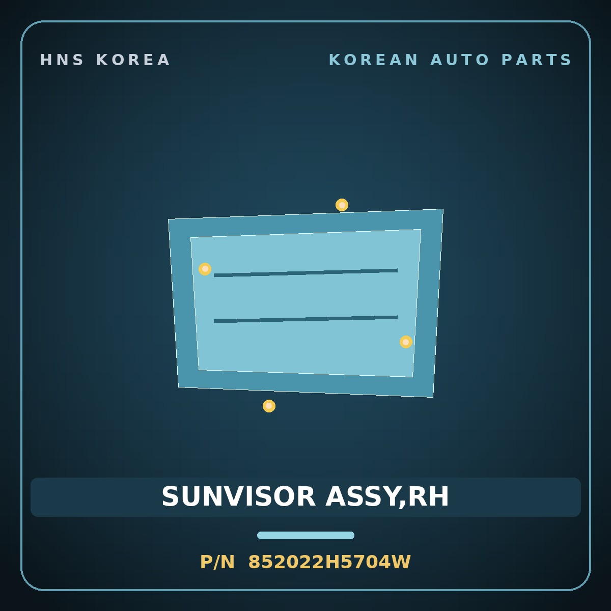 Genuine Mobis SUNVISOR ASSY,RH 852022H5704W for Elantra 2006 HNS Parts Korea