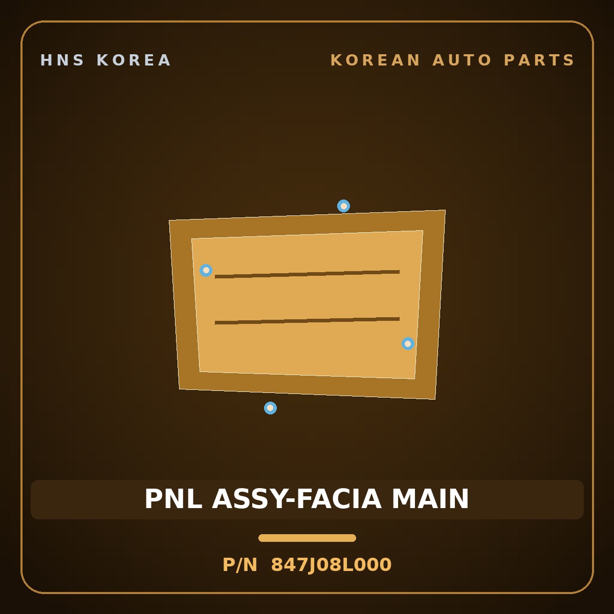 Genuine Mobis PNL ASSY-FACIA MAIN 847J08L000 for Elec City 2020 HNS Parts Korea