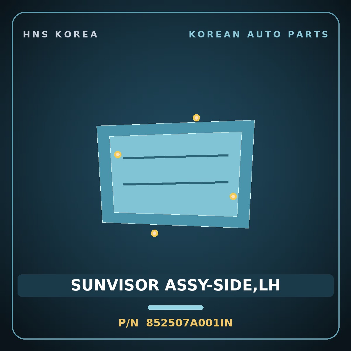 Genuine Mobis SUNVISOR ASSY-SIDE,LH 852507A001IN for 11-Ton Truck 1997 HNS Parts Korea