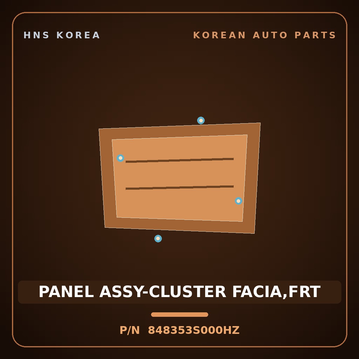 Genuine Mobis PANEL ASSY-CLUSTER FACIA,FRT 848353S000HZ for Sonata 2010 HNS Parts Korea