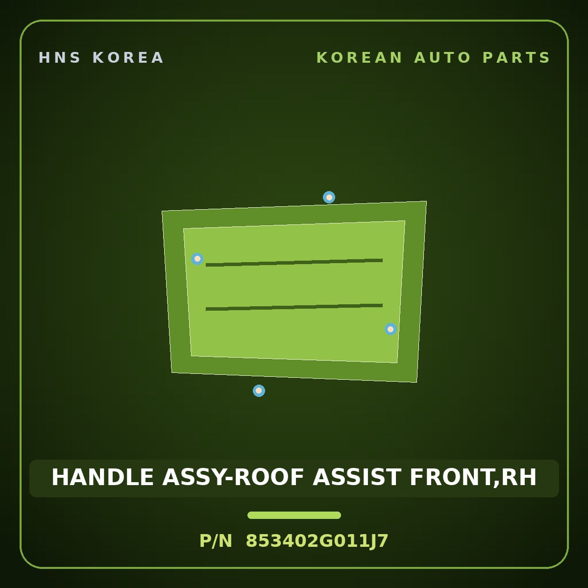 Genuine Mobis HANDLE ASSY-ROOF ASSIST FRONT,RH 853402G011J7 for Lotze 2009 HNS Parts Korea