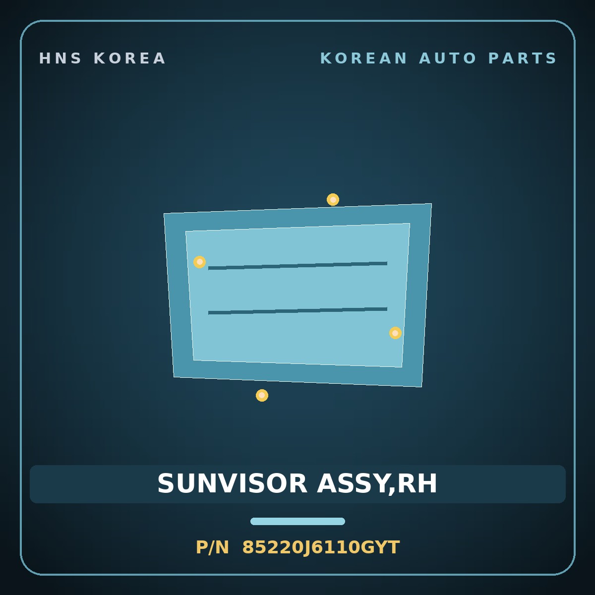 Genuine Mobis SUNVISOR ASSY,RH 85220J6110GYT for K9 2021 HNS Parts Korea
