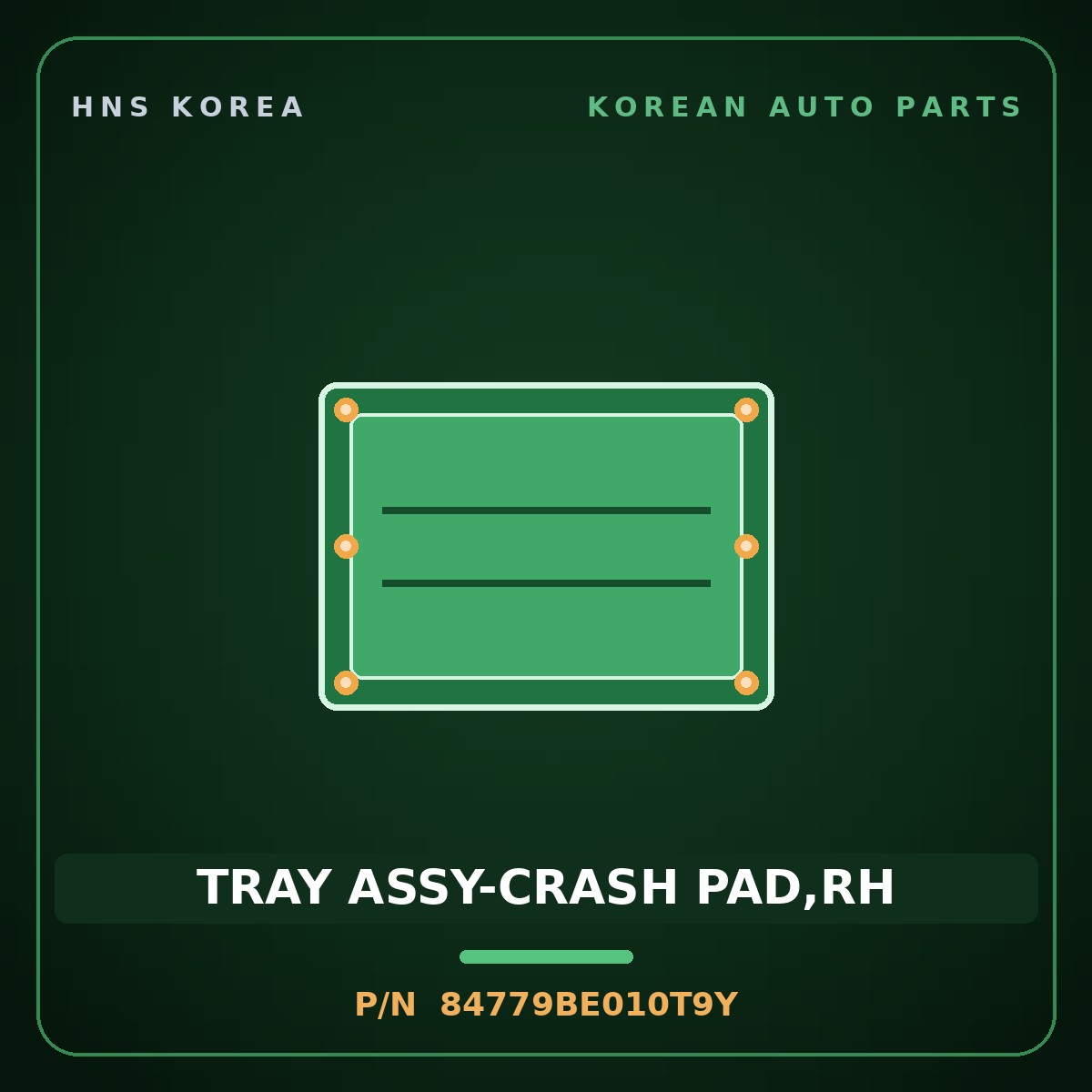 Genuine Mobis TRAY ASSY-CRASH PAD,RH 84779BE010T9Y for Kona 2023 HNS Parts Korea