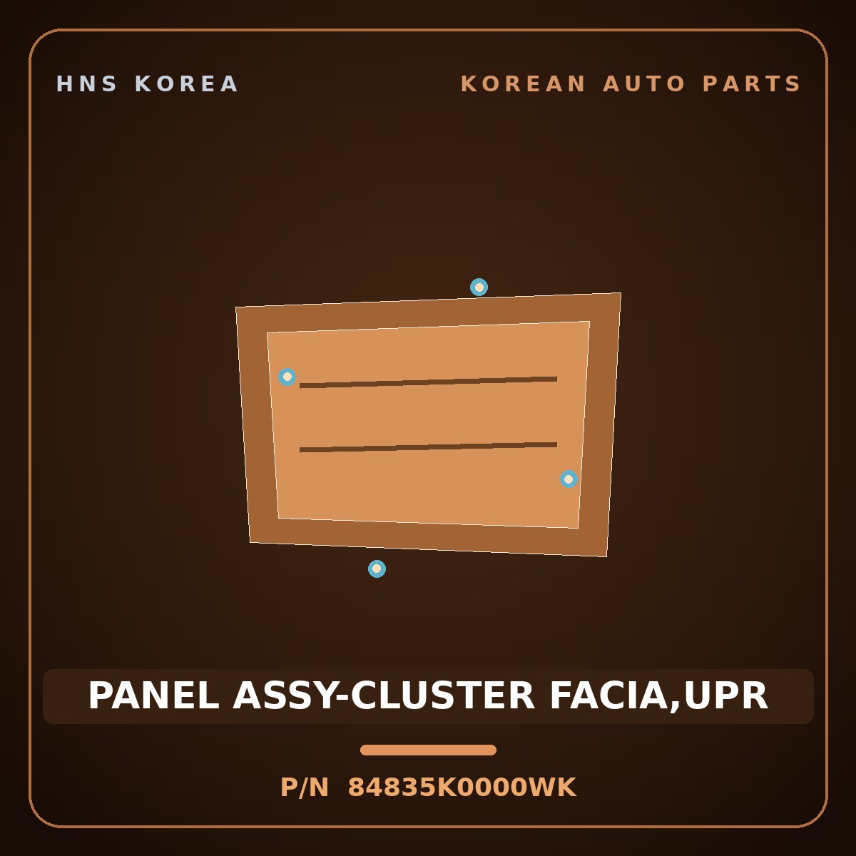 Genuine Mobis PANEL ASSY-CLUSTER FACIA,UPR 84835K0000WK for Soul 2019 HNS Parts Korea