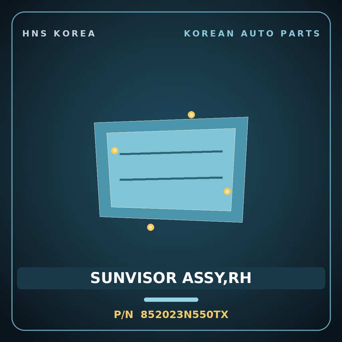 Genuine Mobis SUNVISOR ASSY,RH 852023N550TX for Equus 2008 HNS Parts Korea