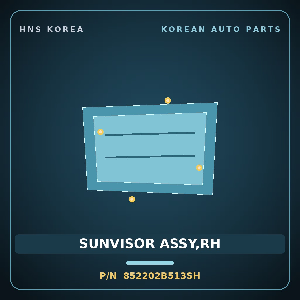 Genuine Mobis SUNVISOR ASSY,RH 852202B513SH for Santa Fe 2010 HNS Parts Korea