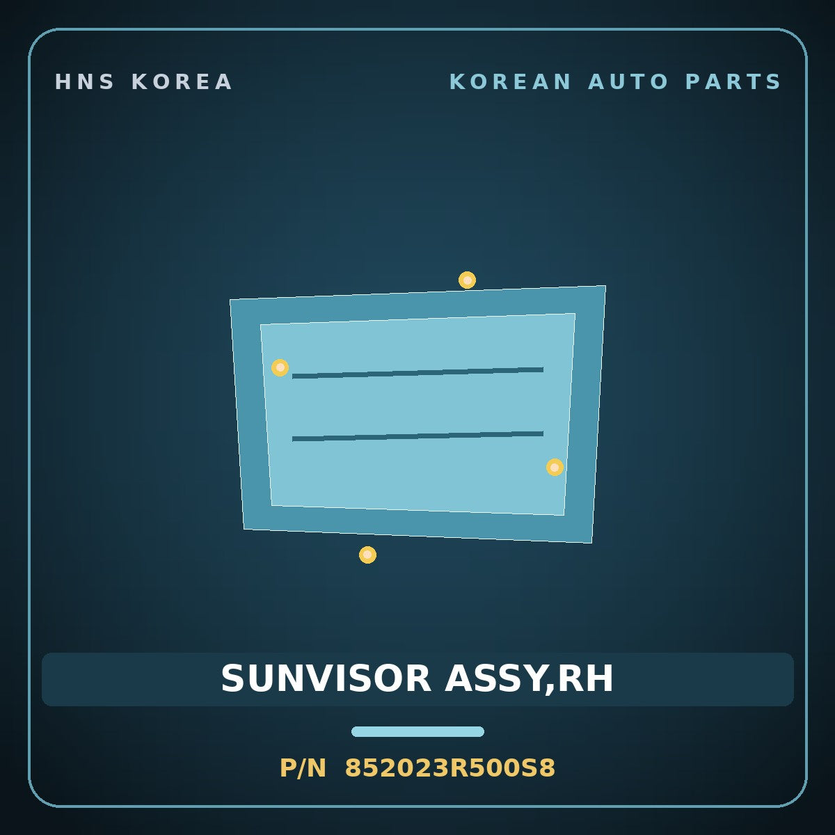 Genuine Mobis SUNVISOR ASSY,RH 852023R500S8 for K7 2008 HNS Parts Korea