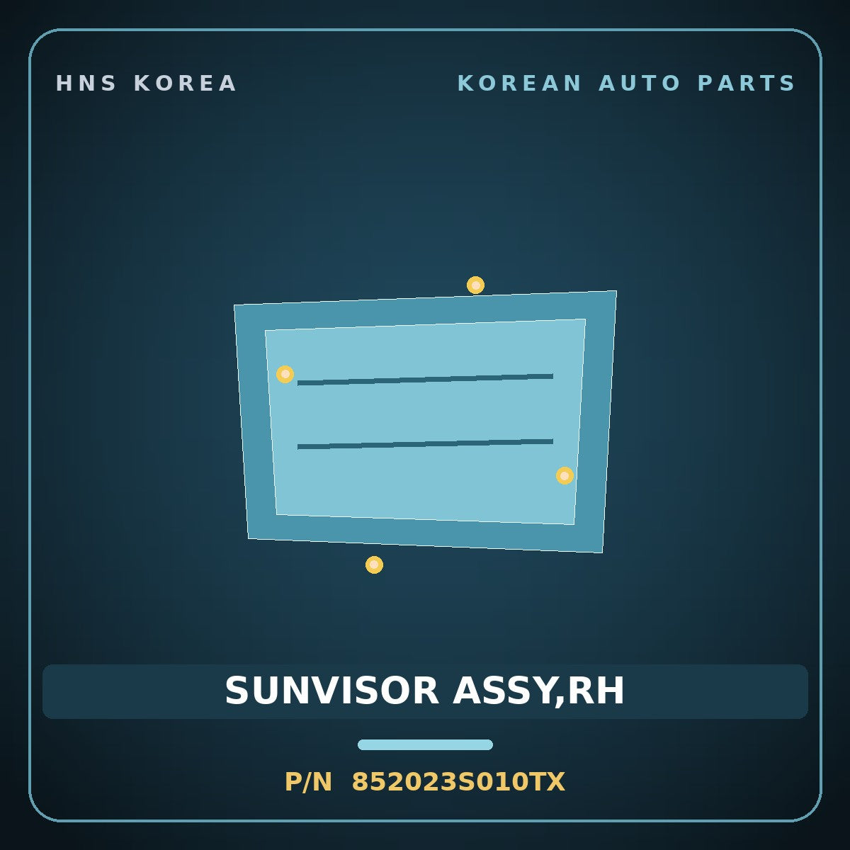 Genuine Mobis SUNVISOR ASSY,RH 852023S010TX for Sonata 2010 HNS Parts Korea