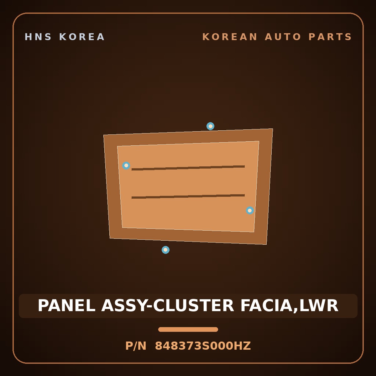Genuine Mobis PANEL ASSY-CLUSTER FACIA,LWR 848373S000HZ for Sonata 2010 HNS Parts Korea