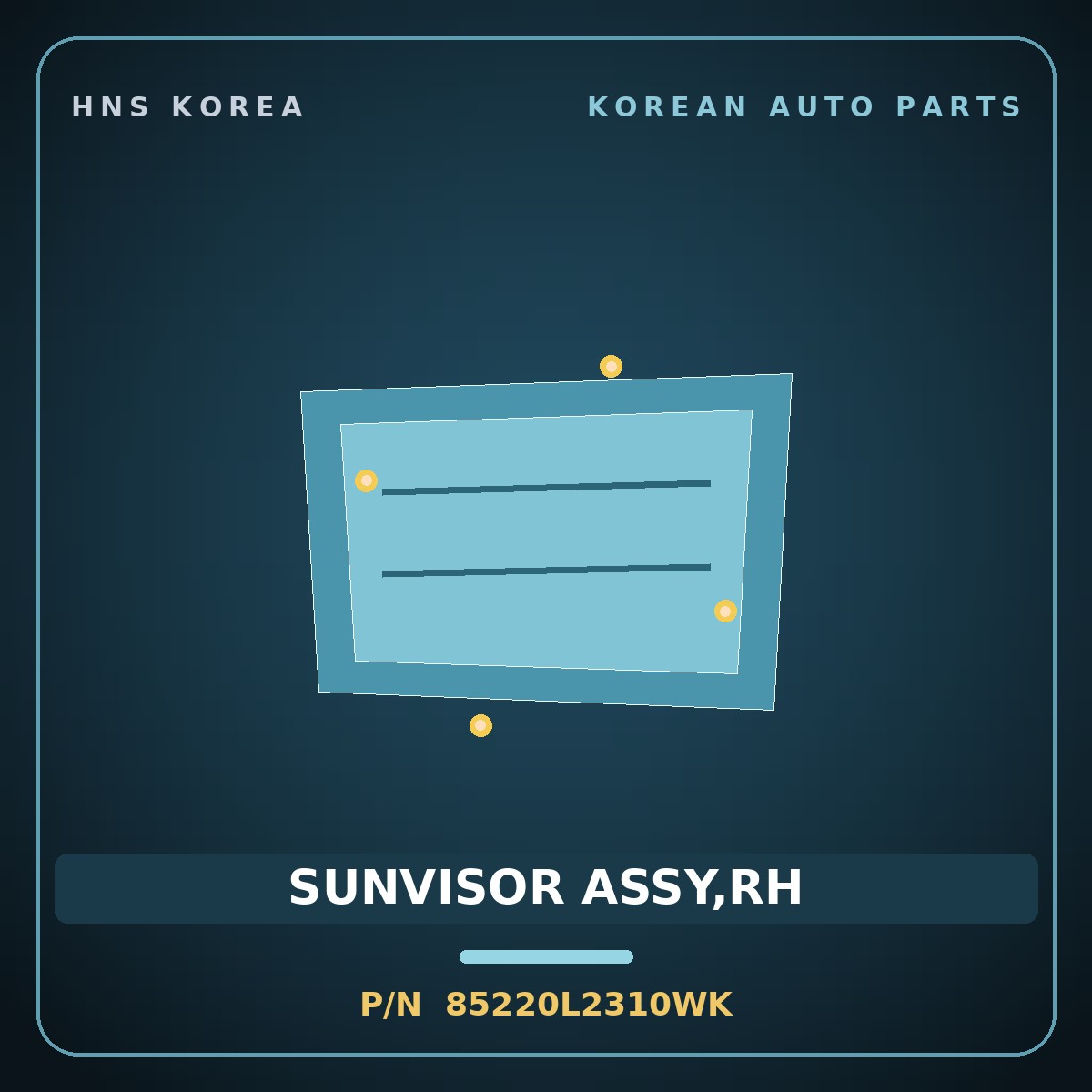 Genuine Mobis SUNVISOR ASSY,RH 85220L2310WK for K5 2020 HNS Parts Korea