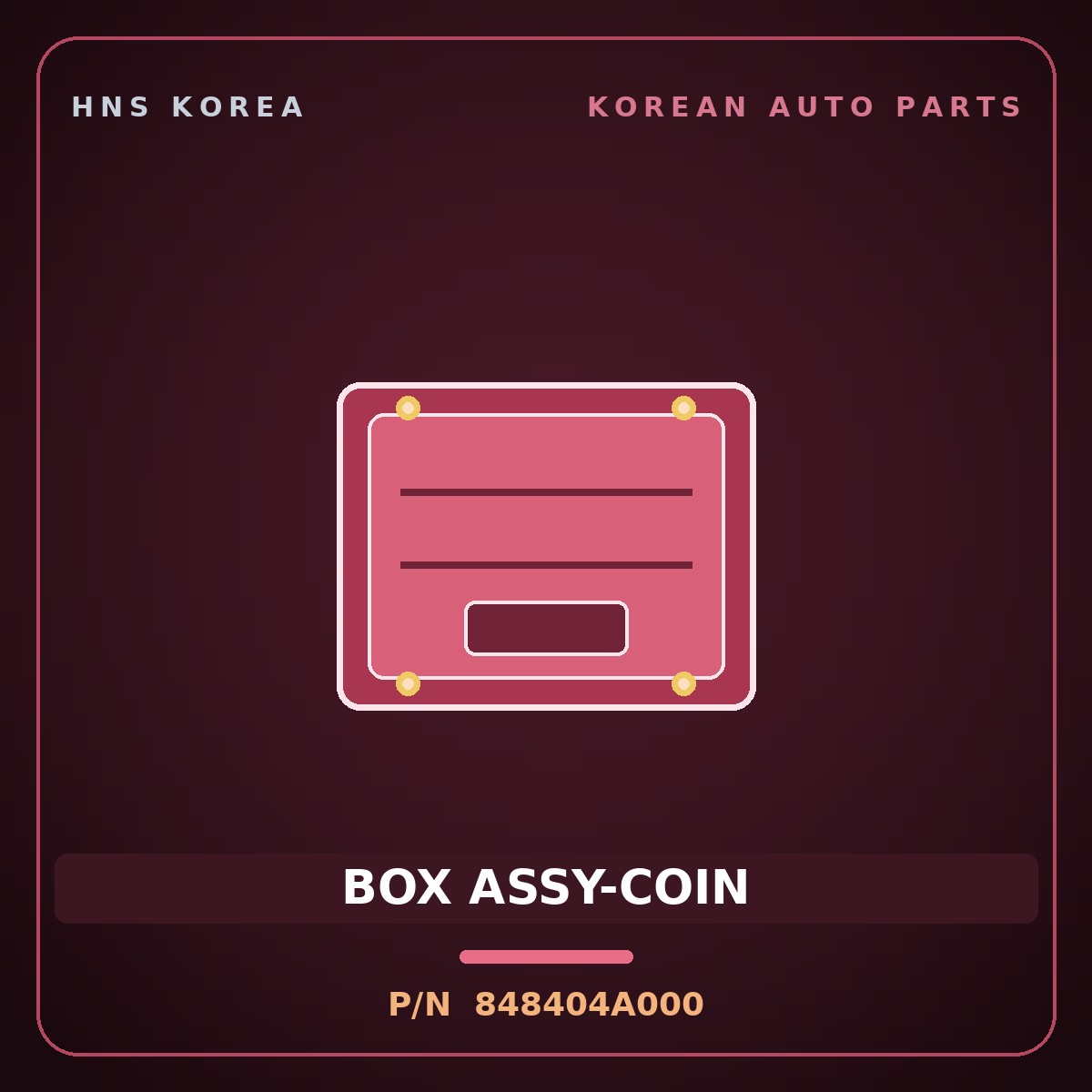 Genuine Mobis BOX ASSY-COIN 848404A000 for Grand Starex 1997 HNS Parts Korea