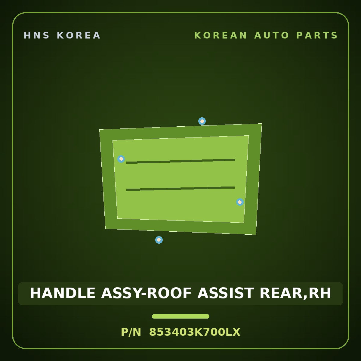 Genuine Mobis HANDLE ASSY-ROOF ASSIST REAR,RH 853403K700LX for Pride 2005 HNS Parts Korea