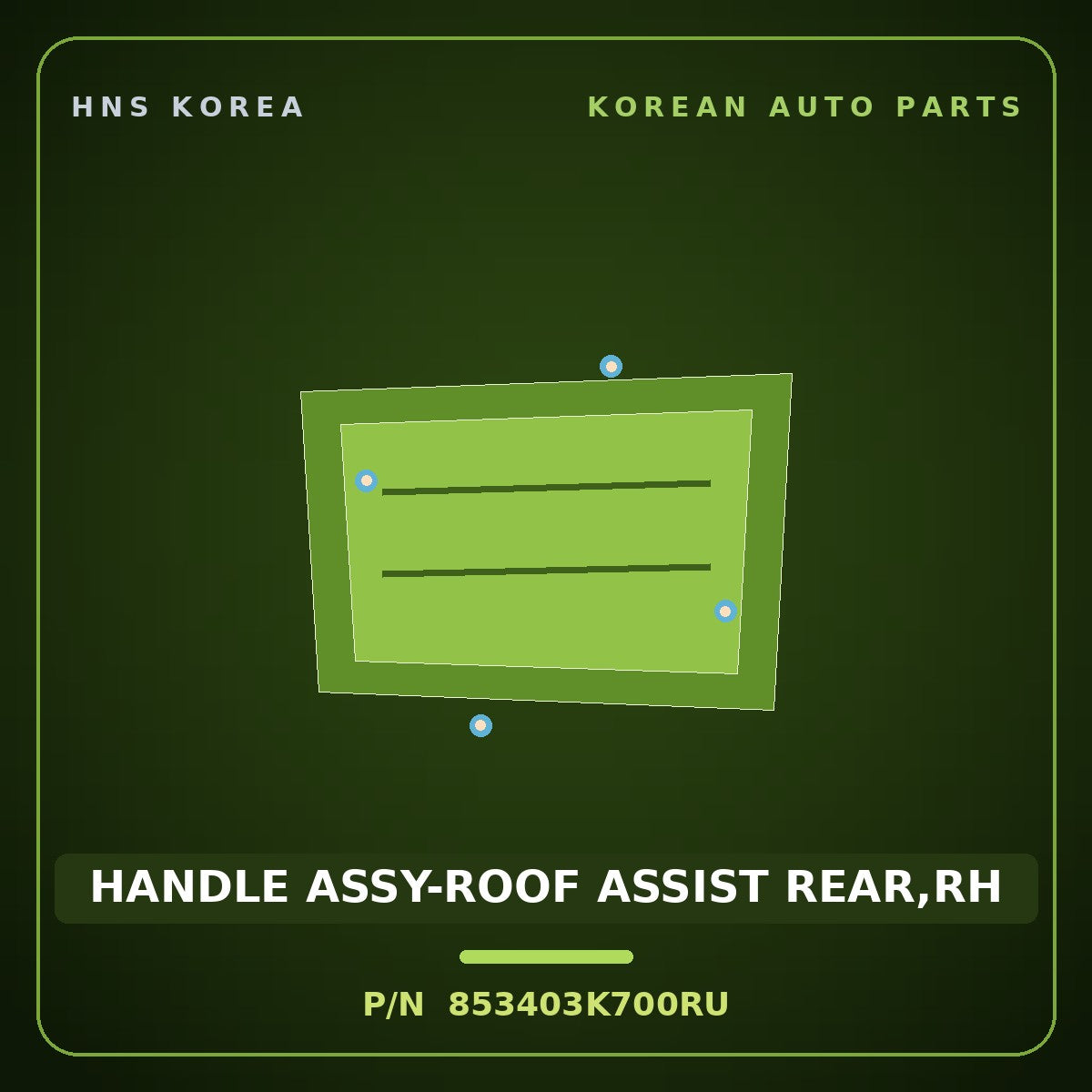 Genuine Mobis HANDLE ASSY-ROOF ASSIST REAR,RH 853403K700RU for Pride 2005 HNS Parts Korea