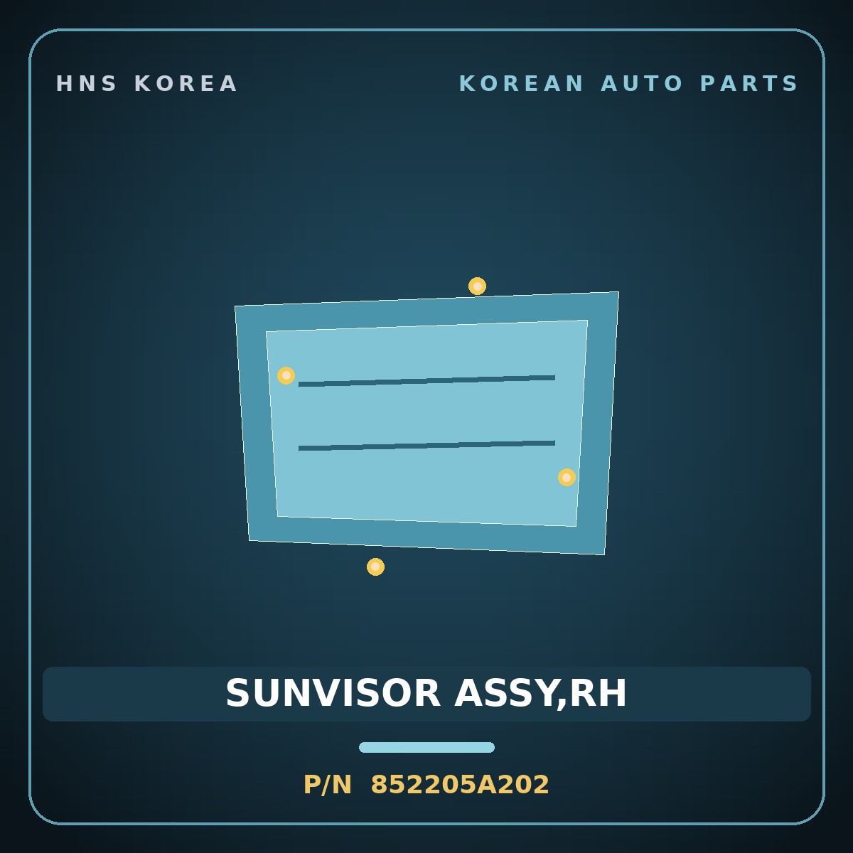 Genuine Mobis SUNVISOR ASSY,RH 852205A202 for County 2020 HNS Parts Korea