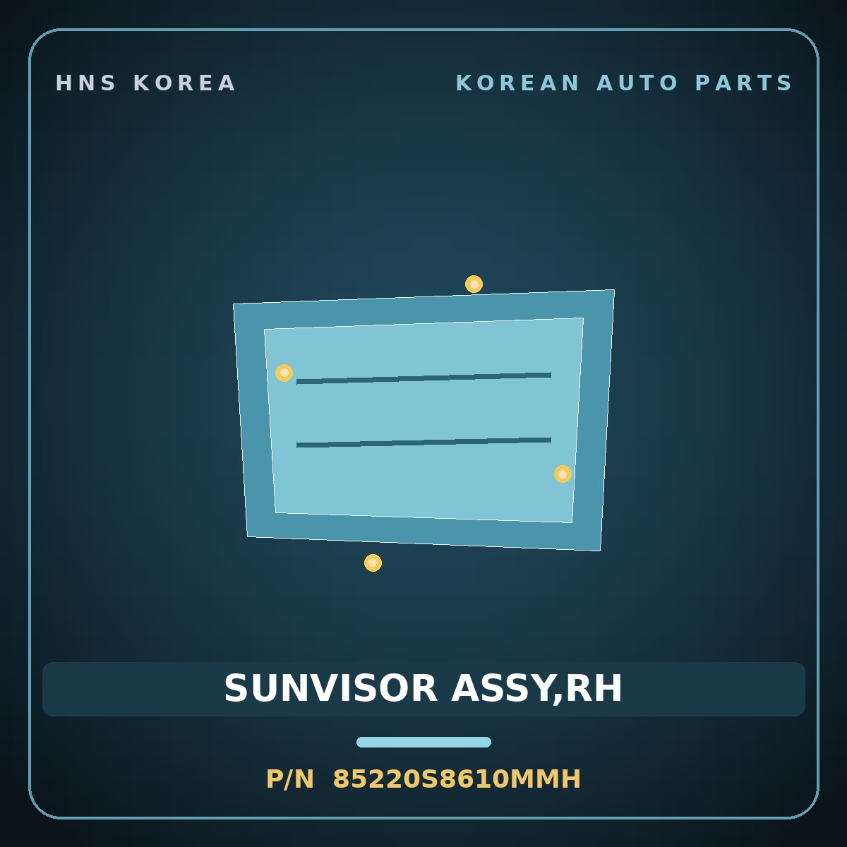Genuine Mobis SUNVISOR ASSY,RH 85220S8610MMH for Palisade 2019 HNS Parts Korea