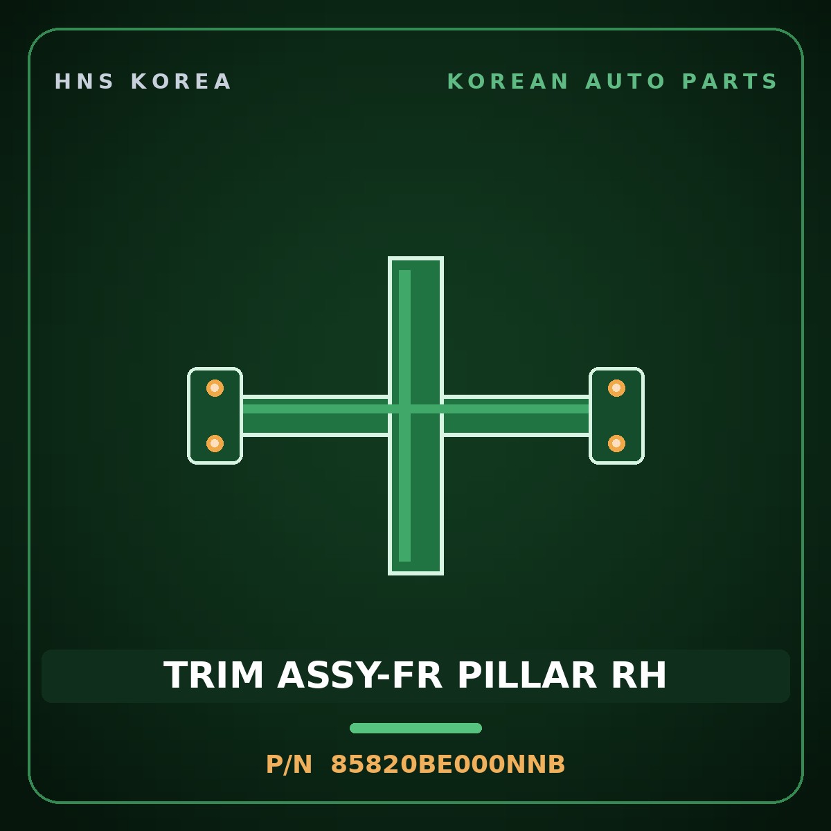 Genuine Mobis TRIM ASSY-FR PILLAR RH 85820BE000NNB for Kona 2023 HNS Parts Korea