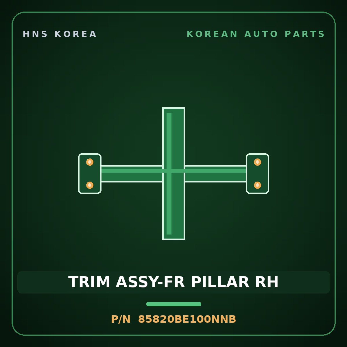 Genuine Mobis TRIM ASSY-FR PILLAR RH 85820BE100NNB for Kona 2023 HNS Parts Korea