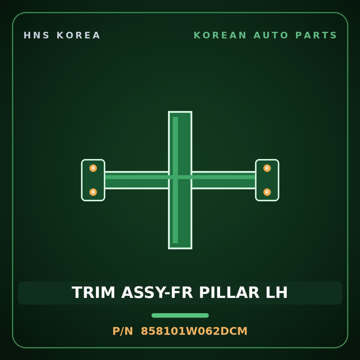 Genuine Mobis TRIM ASSY-FR PILLAR LH 858101W062DCM for Pride 2015 HNS Parts Korea