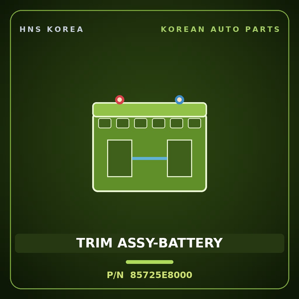 Genuine Mobis TRIM ASSY-BATTERY 85725E8000 for K7 2014 HNS Parts Korea