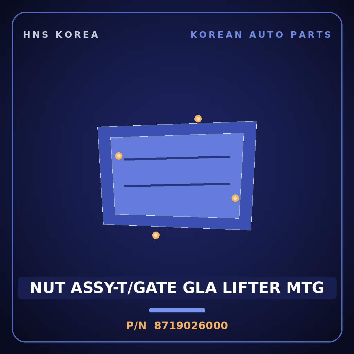 Genuine Mobis NUT ASSY-T/GATE GLA LIFTER MTG 8719026000 for Santa Fe 2000 HNS Parts Korea