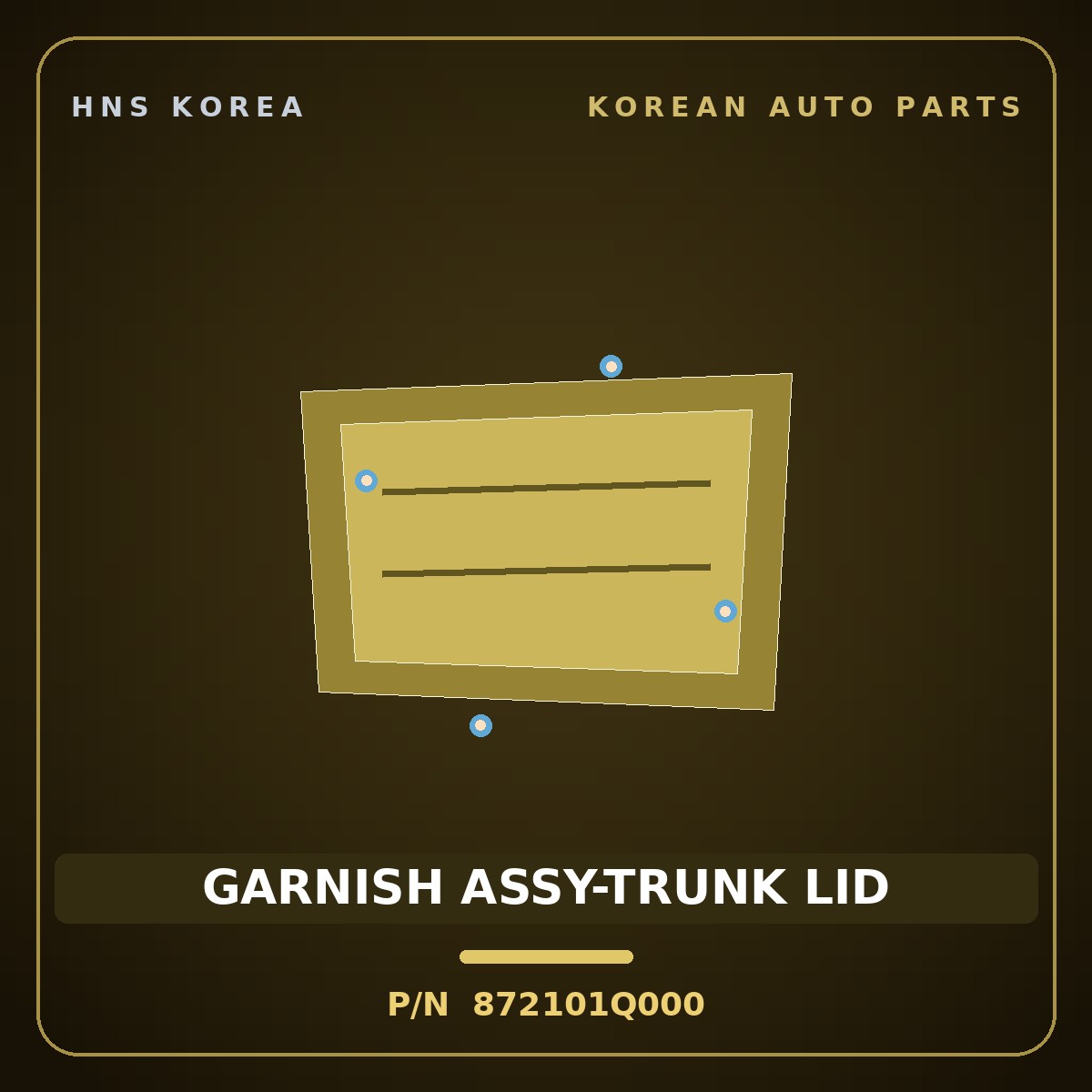 Genuine Mobis GARNISH ASSY-TRUNK LID 872101Q000 for Forte 2009 HNS Parts Korea