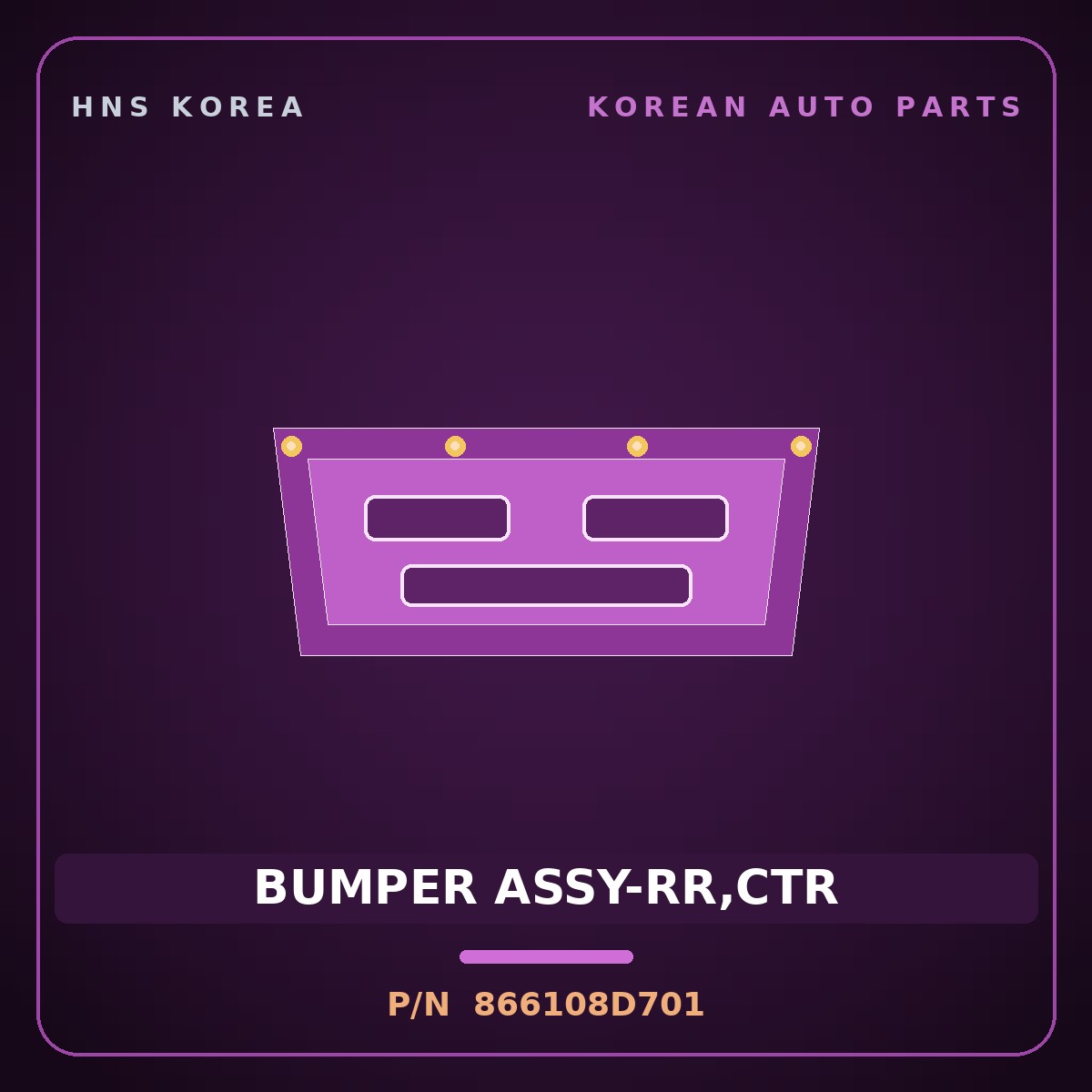 Genuine Mobis BUMPER ASSY-RR,CTR 866108D701 for Express 2006 HNS Parts Korea