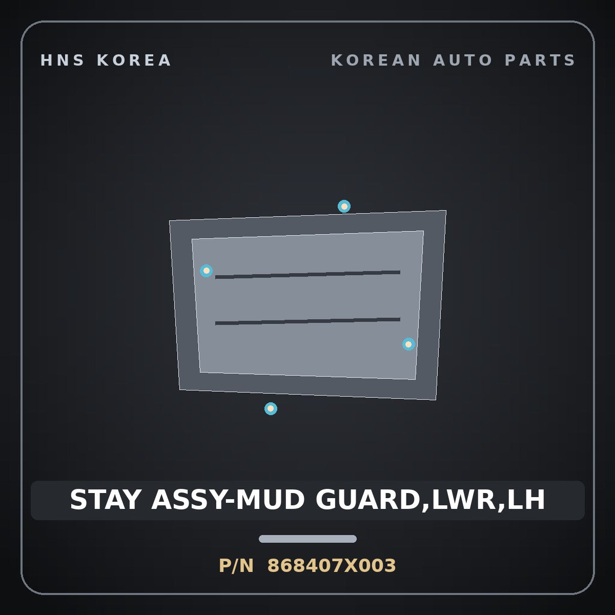 Genuine Mobis STAY ASSY-MUD GUARD,LWR,LH 868407X003 for Xcient 2019 HNS Parts Korea