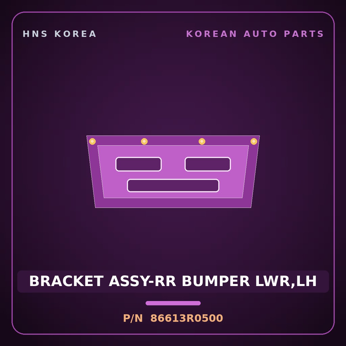 Genuine Mobis BRACKET ASSY-RR BUMPER LWR,LH 86613R0500 for Carnival 2024 HNS Parts Korea